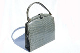  Rare GRAY 1950's-60's LUCILLE De PARIS Alligator BELLY Skin Handbag 