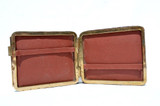  1950's-60's Chocolate Brown Hard-Sided ALLIGATOR Skin CARD Case - Sliding Brass Closure 