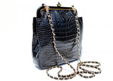  ROSENFELD 1950's-60's Black ALLIGATOR Belly Skin Shoulder CROSS BODY Bag Clutch 
