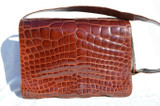  Gorgeous 1980's-90's COGNAC Brown ALLIGATOR Belly Skin Shoulder Bag SATCHEL -Maxima - Titti Del'Aqua - ITALY 