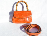  GIORGIO'S 1980's-90's Hermes ORANGE Mini CROCODILE Belly Skin Crossbody Messenger Bag 