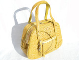 New! YELLOW Hornback Crocodile Skin Tote Handbag Shoulder Bag - RIVER