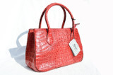 New! RED Hornback Crocodile Skin Tote Handbag - RIVER