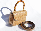  GIORGIO'S 1980's-90's Hermes Blonde Tan Mini CROCODILE Belly Skin Crossbody Messenger Bag 