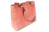  AMPLE 14 x 10 Early 2000's Rose PINK CROCODILE Caiman Belly Skin Shoulder Bag TOTE 