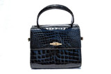  Petite Saks Fifth Avenue 1950's-60's BLACK Alligator Skin Handbag 