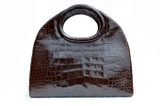  Stunning XXL 1950's-60's Chocolate Sculptural Alligator Belly Skin Handbag by Prestige 