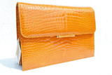  BUTTERSCOTCH 1990's ALLIGATOR Belly Skin Clutch Shoulder Bag - CONTESSA ANNA - ITALY 