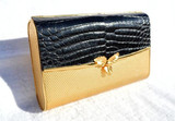  Custom 1950's-60's Crocodile Porosus Skin and Metal Evening CLUTCH - COBLENTZ 