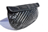  Vintage MIDNIGHT BLUE 1940's-50's Alligator Belly Skin Clutch Bag 