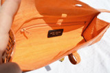  Early 2000's *ORANGE* CROCODILE Belly Skin CLUTCH - Beth Levine 