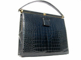  Timeless BLACK 1960's LUCILLE de PARIS Alligator Belly Handbag 