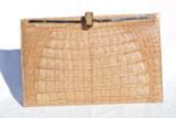 Tan Late 1980's-90's CROCODILE Skin CLUTCH Shoulder Bag Handbag - Cape Cobra