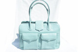  Huge 15 x 11 1990's-2000's Tiffany BLUE LANA of LONDON ALLIGATOR Belly Skin Shoulder Bag Satchel 