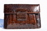  Classic 1940's-50's Brown CROCODILE Skin Clutch Bag 