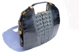  Unique 1940's Black HORNBACK ALLIGATOR Skin Handbag 