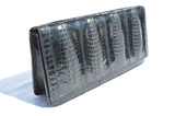  DRAMATIC 1960's Black HORNBACK CROCODILE Clutch Bag 