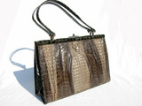 TAUPE 1980's HORNBACK Crocodile Tail Skin Handbag