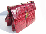 BURGUNDY 1980's CROCODILE Skin Shoulder Bag