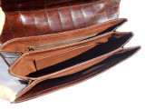 AMPLE COGNAC 1950's-60's CROCODILE Skin Bag - ARGENTINA