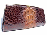 Stunning 13.5" 1960's-70's HORNBACK Crocodile Skin CLUTCH