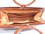  Deco 1970's Hornback Crocodile Skin Handbag w/Ring Handles 