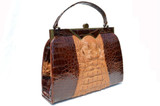  Ample 13" DECO Style 1950's-60's Hornback CROCODILE Skin Handbag 