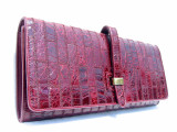 OXBLOOD Red 1960's Patchwork CROCODILE Skin Clutch Shoulder Bag