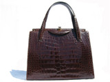  Classic 1950's-1960's LUCILLE de PARIS Chocolate Alligator Bag 