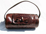  Unique 1990's Brown CROCODILE Caiman Skin Shoulder Bag w/CLAW 