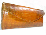  NEW 2007 DARK MUSTARD Crocodile Skin Envelope Clutch Bag 