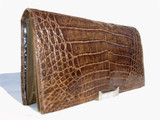  Classic 1980's-90's COCOA CROCODILE Belly Skin CLUTCH Bag 