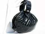  Gorgeous 1950's-60's NAVY BLUE CROCODILE Skin WRISTLET Purse 