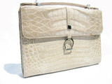  CREAM/TAUPE 1980's-90's CROCODILE Belly Skin CLUTCH Handbag 