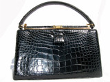  Classic BLACK 1960's LUCILLE de PARIS Alligator Handbag 
