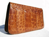  LARGE 14" 1950's-60's Light Brown ALLIGATOR Skin CLUTCH 