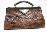  LARGE 1980's Patchwork CROCODILE Skin Doctor Bag Carry-On Luggage 