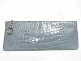  DARBY SCOTT 1990's DENIM BLUE Alligator Belly Skin CLUTCH Bag 