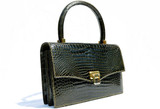  FOREST GREEN 1960's-70's CROCODILE Porosus Skin Handbag - SPREAFICO - Milano 