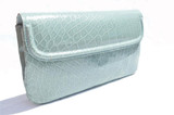  MAXIMA 1990's BABY BLUE Alligator Belly Skin Clutch Bag - Handmade in Italy 