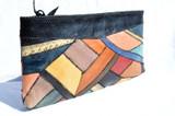  Colorful 1970's-80's Patchwork COBRA & Python Snake Skin Clutch 