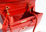  FRED HAYMAN 1990's RED Lizard Skin CLUTCH Shoulder Bag - Jeweled JAGUAR 