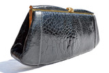  LESCO 1950's-60's BLACK EXOTIC TURTLE SKIN Clutch Bag 