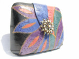  Jeweled 1970's GENUINE FROG SKIN Clutch Shoulder Bag 