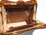  Gorgeous COGNAC 1950's-60's ALLIGATOR Skin & LUCITE Bag w/Purse! 