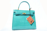  Stunning MAXIMA TURQUOISE ALLIGATOR Belly Skin BIRKIN Bag SATCHEL - HERMES - New With Tags!! 