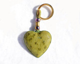  2000's Green Ostrich Skin Heart-Shaped Key Chain 
