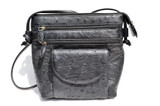  JET BLACK 1990's-2000's Ostrich Skin Shoulder Bag 