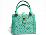  TURQUOISE Green 1990's-2000's Ostrich Skin Handbag Shoulder Bag 