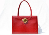  MARTIN VAN SCHAAK 1950's-60's RED Karung Snake Skin Handbag - SHELL 
